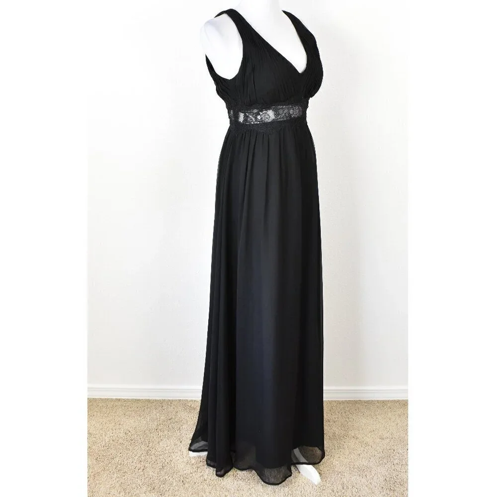 Aidan Mattox Silk Chiffon Lace Waist Formal Gown - 10 - Picture 5 of 10
